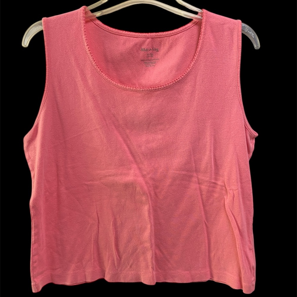 Womens White Stag Tank Top Coral Pink XL 16-18 Sleeveless Cotton